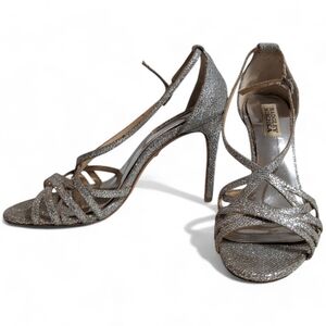 Badgley Mischka Metallic Heels Silver Size 7.5 7 12